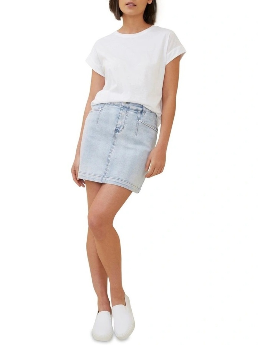 Seed Heritage Light Blue Denim A-Line Mini Skirt
